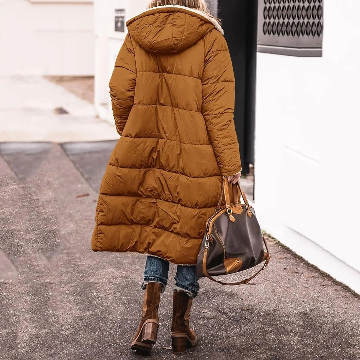 Fleece Jackets for Women Casual Zip Up Solid Color Reversible Teddy Long Coat Womens Padded Heavyweight Soft Jacket