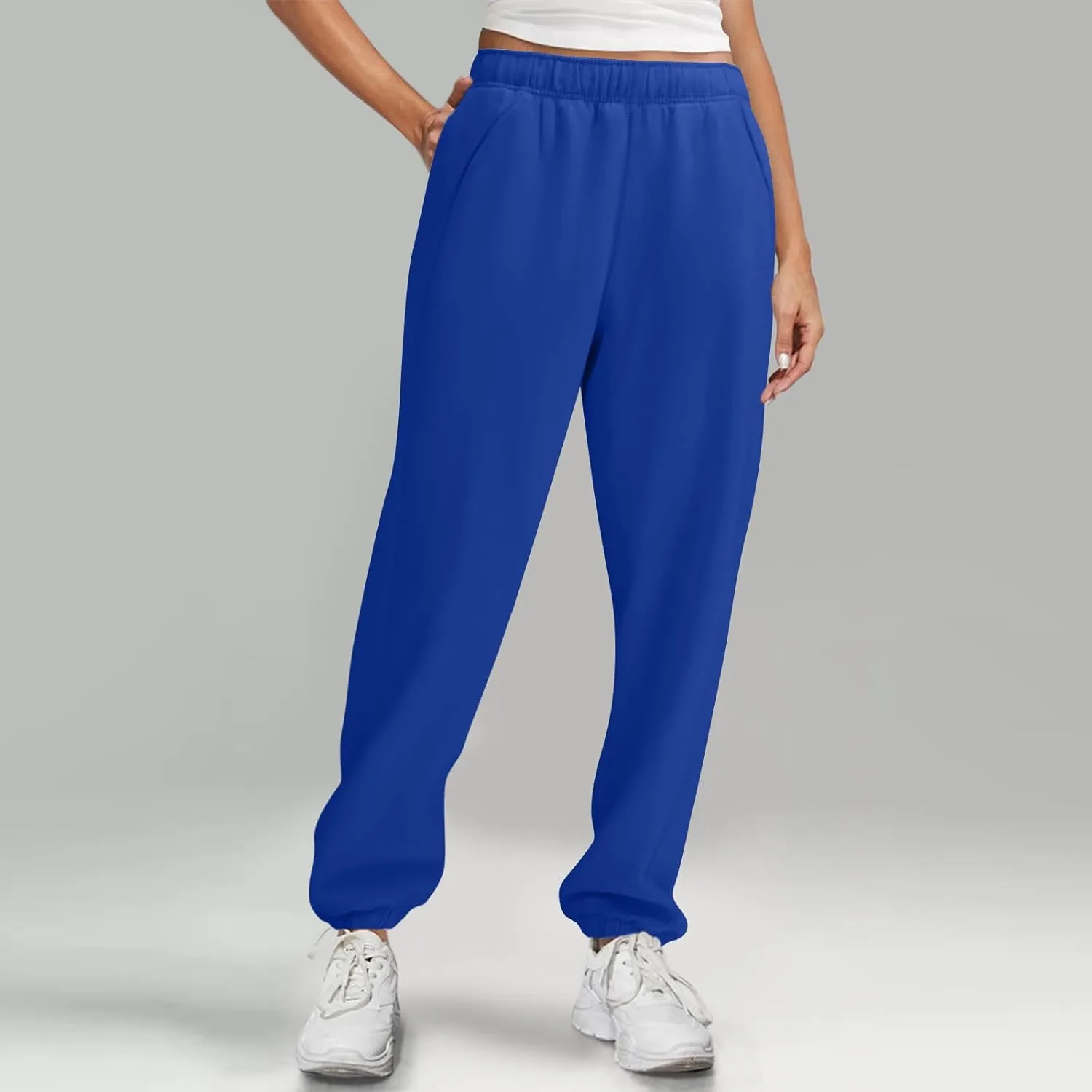 Fleece Joggers for Women, High Waist Baggy Sweatpants with Pockets Drawstring Athletic Hiking Sweat Pants Lounge