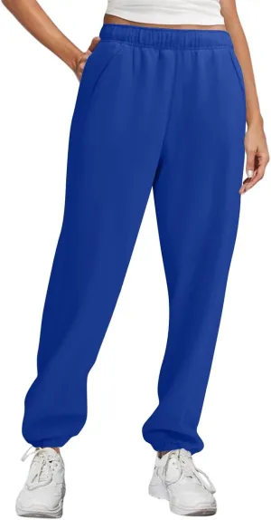 Fleece Joggers for Women, High Waist Baggy Sweatpants with Pockets Drawstring Athletic Hiking Sweat Pants Lounge