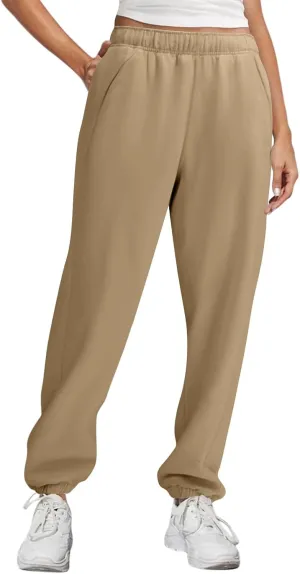 Fleece Joggers for Women, High Waist Baggy Sweatpants with Pockets Drawstring Athletic Hiking Sweat Pants Lounge
