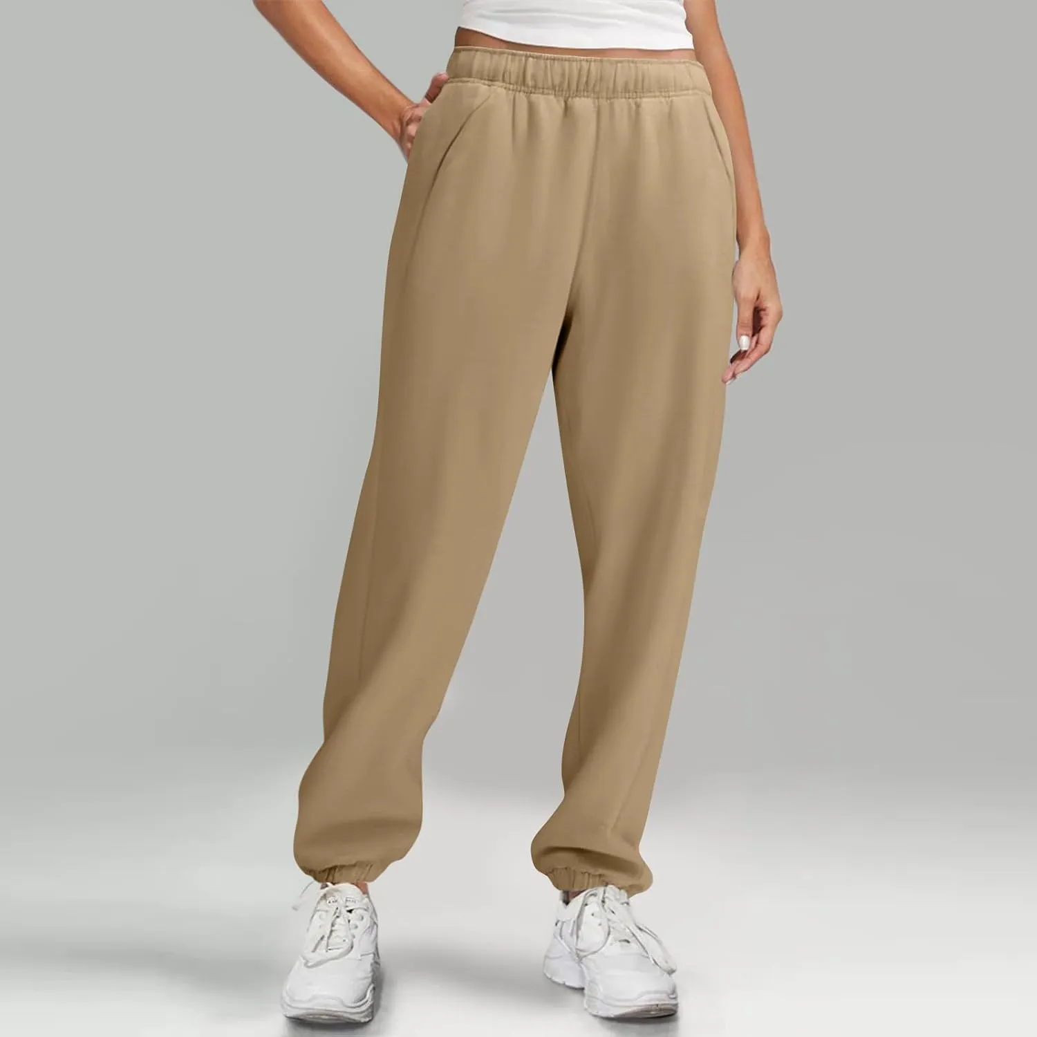 Fleece Joggers for Women, High Waist Baggy Sweatpants with Pockets Drawstring Athletic Hiking Sweat Pants Lounge