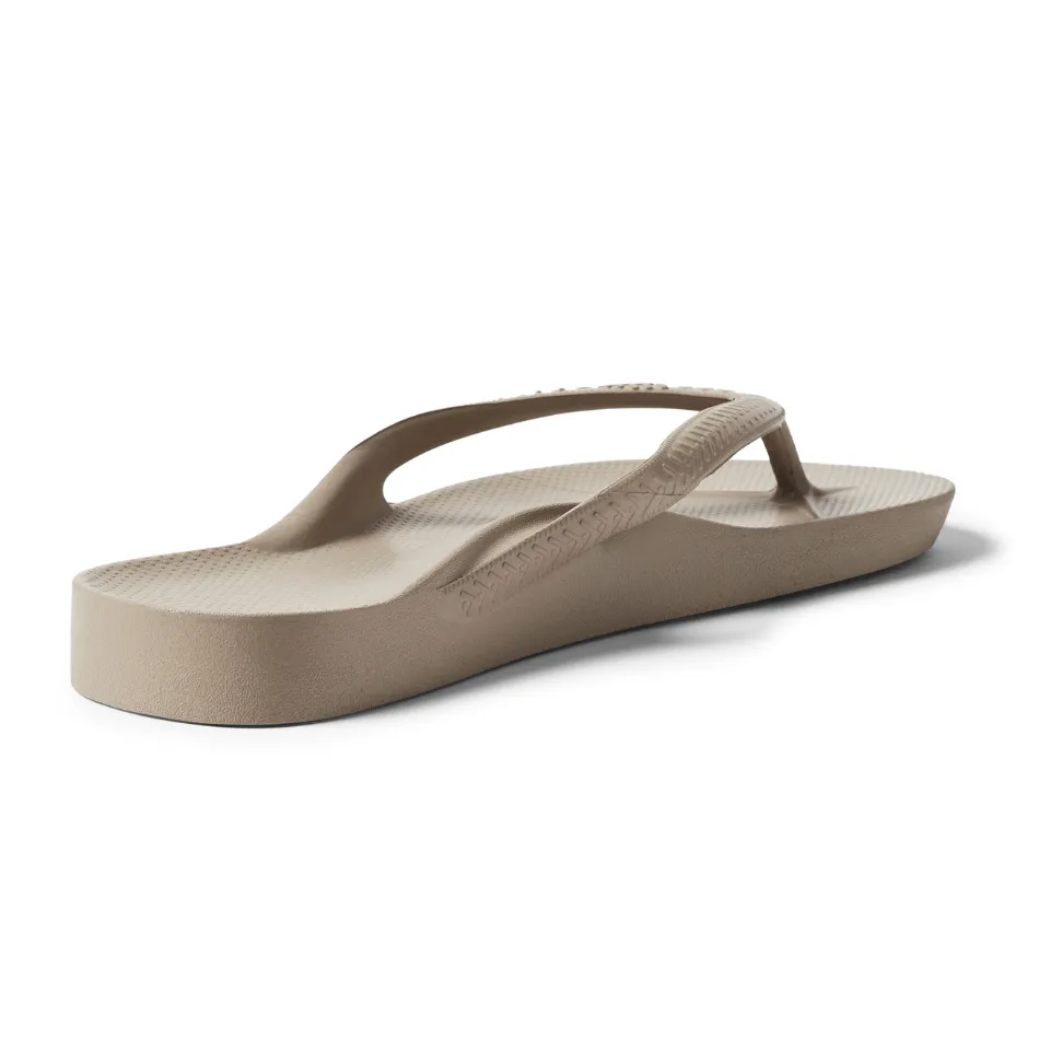 Functional Gear Adaptive Fit Technology Archies Arch Support Flip Flops in Taupe
