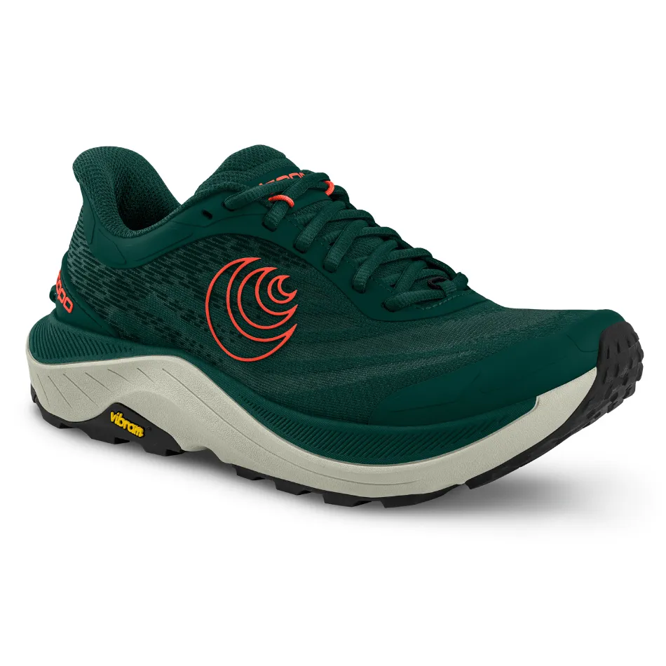 Topo Men's Ultraventure 4 Running Shoes in Dark Teal/Orange SS25 20K Run Breathable Outsole