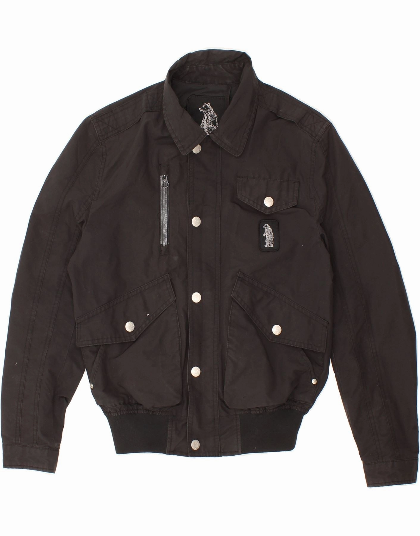 REFRIGUE Boys Bomber Jacket 11-12 Years Black Nylon Rain Blocker Waterproof Zippers