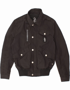 REFRIGUE Boys Bomber Jacket 11-12 Years Black Nylon Rain Blocker Waterproof Zippers