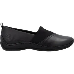 Fashionable Look Women's Stretch Leather Casual Slip Ons Shoes In Black