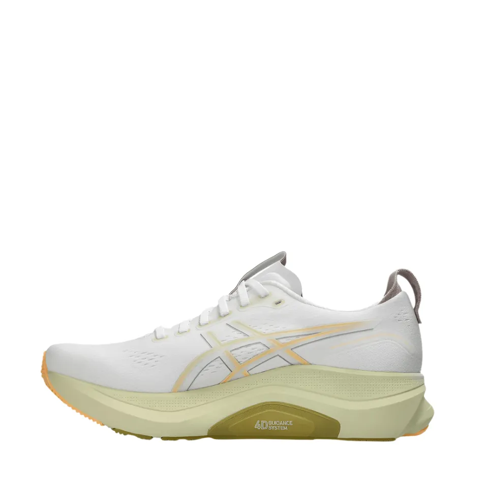 ASICS Men's GEL-KAYANO 32 Running Shoes in White/Orange Glow AW25 Zero Drop Platform Warm