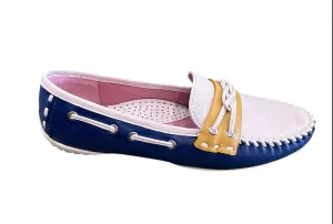 Hill Lane Women's Cruz Moccasins In Sapphire/citrus/white Combo