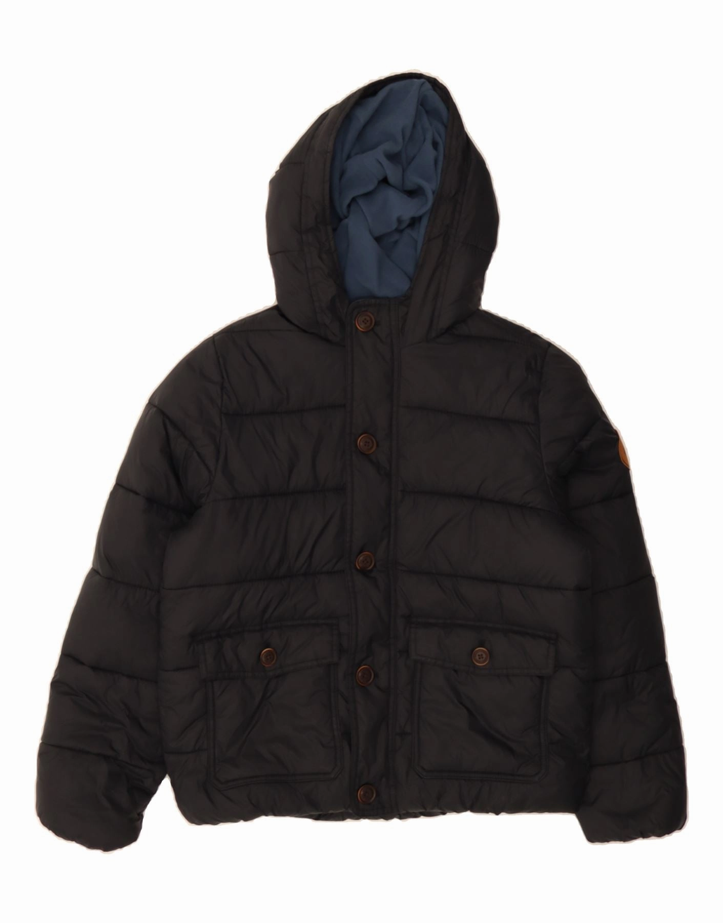ABERCROMBIE & FITCH Boys Hooded Padded Jacket 15-16 Years Navy Blue Nylon Suspenders