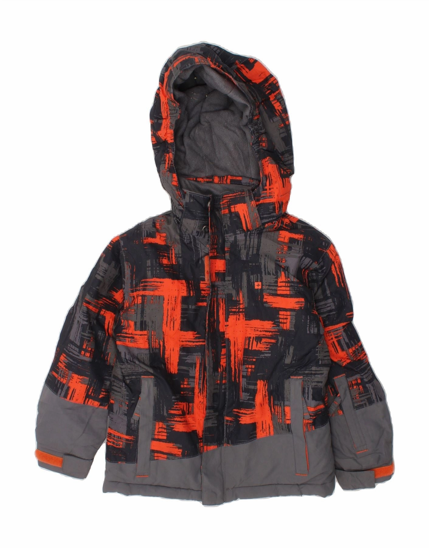 MOUNTAIN WAREHOUSE Boys Abstract Pattern Windbreaker Jacket 3-4 Years Grey Soft Shell Material