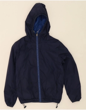 INVICTA Boys Hooded Reversible Jacket 9-10 Years Navy Blue Polyester Odor Resistant Treatment