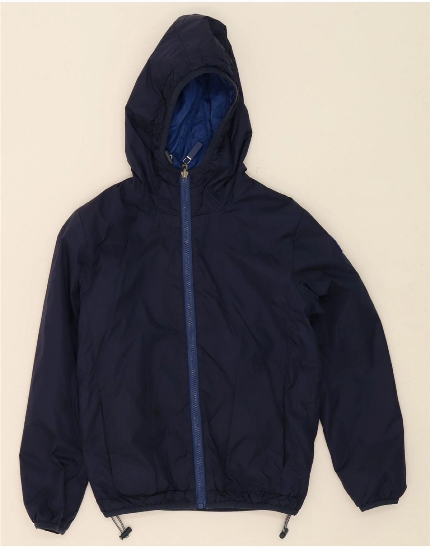 INVICTA Boys Hooded Reversible Jacket 9-10 Years Navy Blue Polyester Odor Resistant Treatment