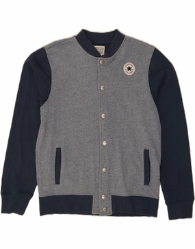 Minimal Utility Office CONVERSE Boys Varsity Jacket 13-14 Years XL Grey Colourblock Cotton