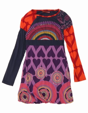 DESIGUAL Girls Graphic Bubble Dress 11-12 Years Multicoloured Patchwork Daily Casual