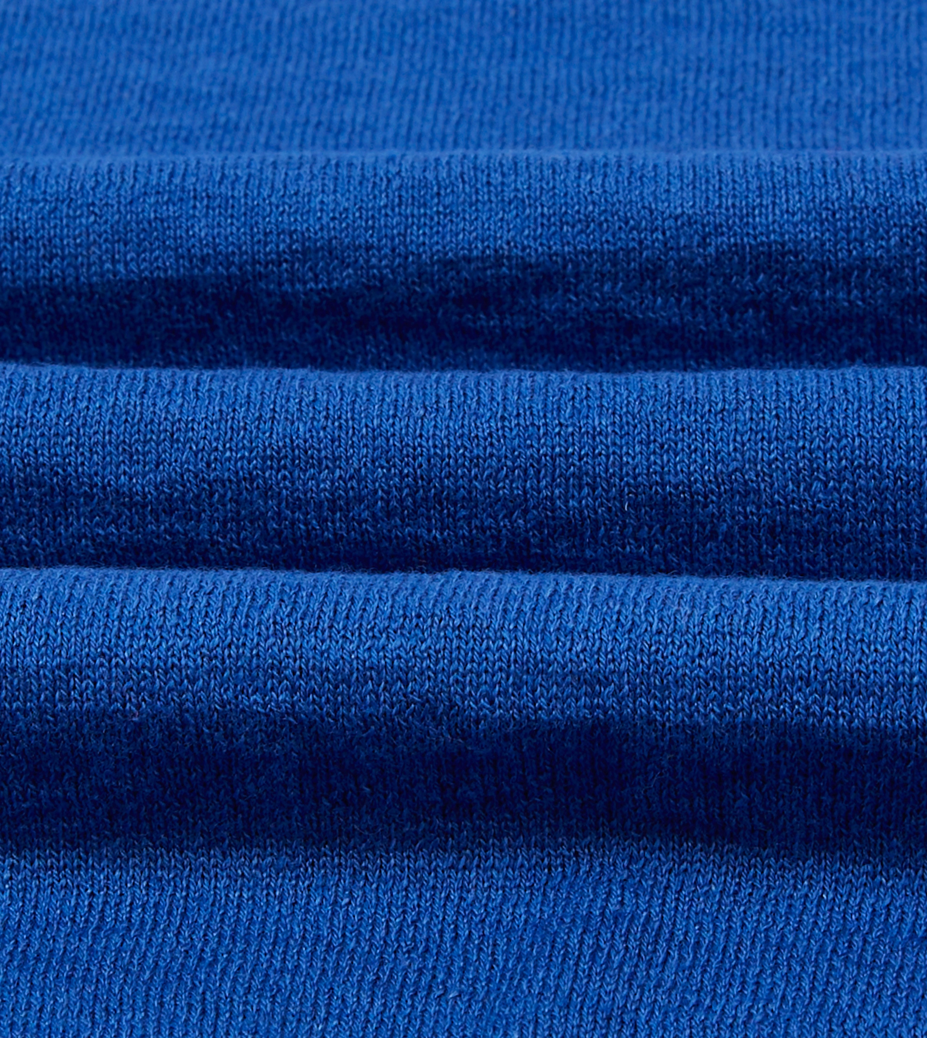 Reinforced Hemline Blue Linen-Cotton Knitted Long-Sleeve Polo Shirt