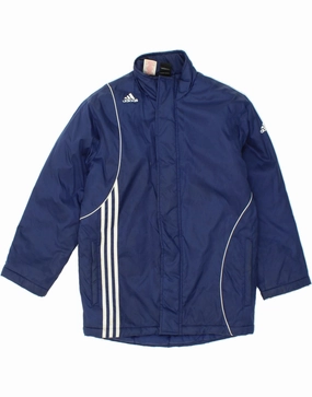 ADIDAS Boys Windbreaker Jacket 11-12 Years Navy Blue Polyester Distribute Oversized Fit