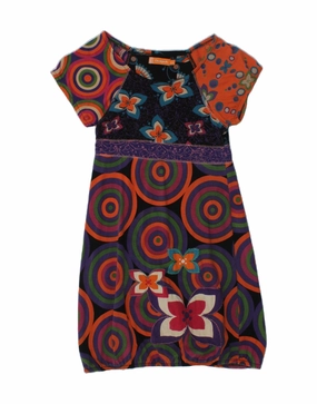 DESIGUAL Girls Crazy Pattern Basic Dress 9-10 Years Black Spotted Weekend Edge