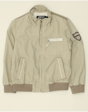 GEOX Boys Bomber Jacket 5-6 Years Beige Striped Polyamide Swim Reflective Trim