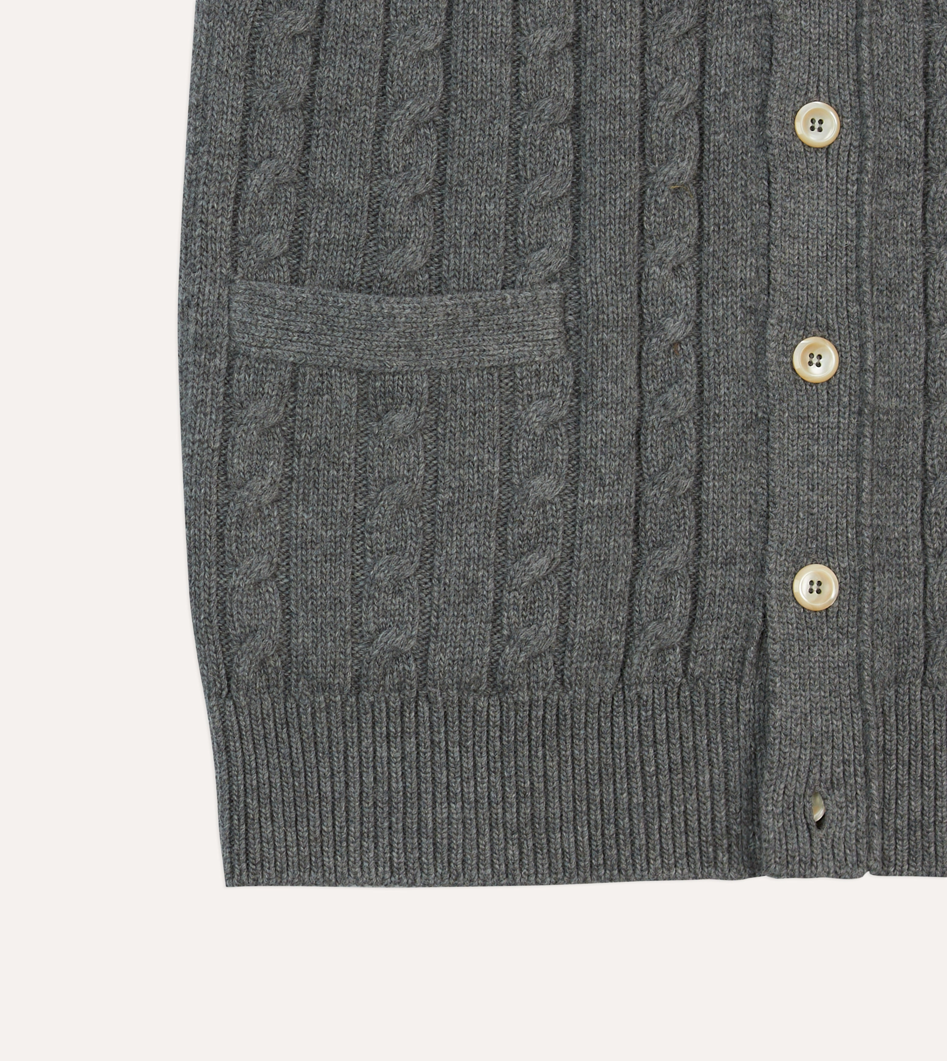 Grey Alpaca Lambswool Cable Knit Sleeveless Cardigan Cold Ready