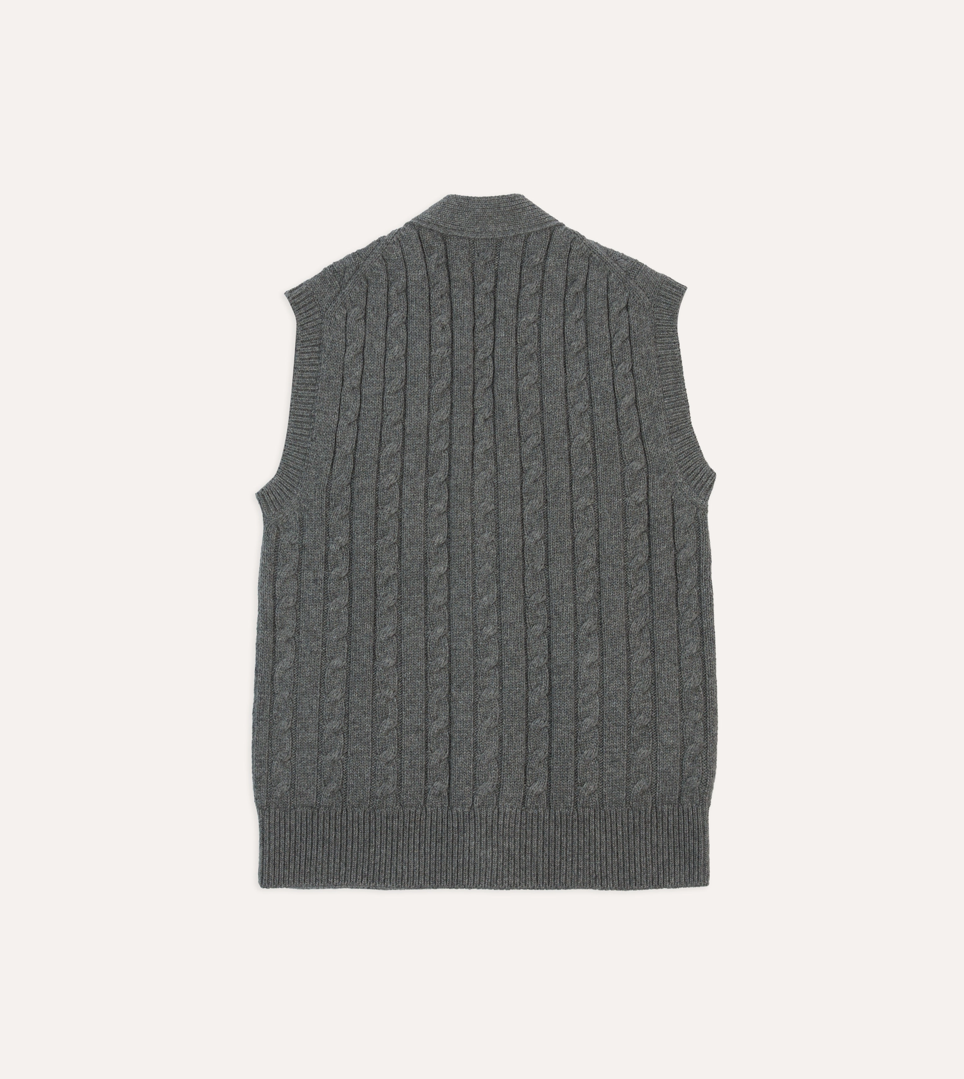 Reinforced Stress Points All Day Comfort Grey Alpaca Lambswool Cable Knit Sleeveless Cardigan