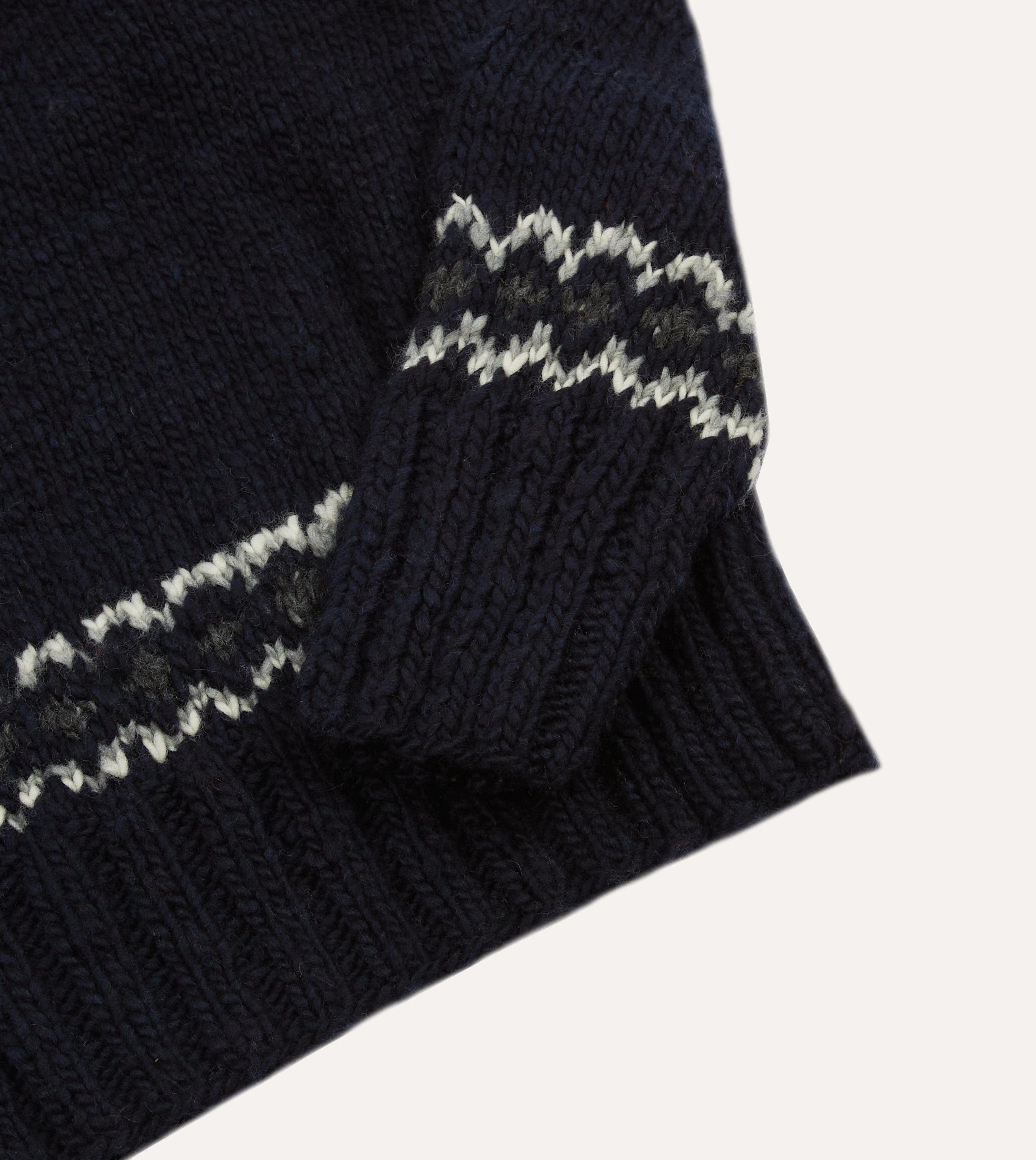 Chamula for Drake's Navy and Red Fairisle Merino Jumper Compact Weave