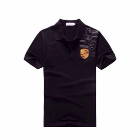 Light Casual Washable Porsche Logo Polo - Black 123