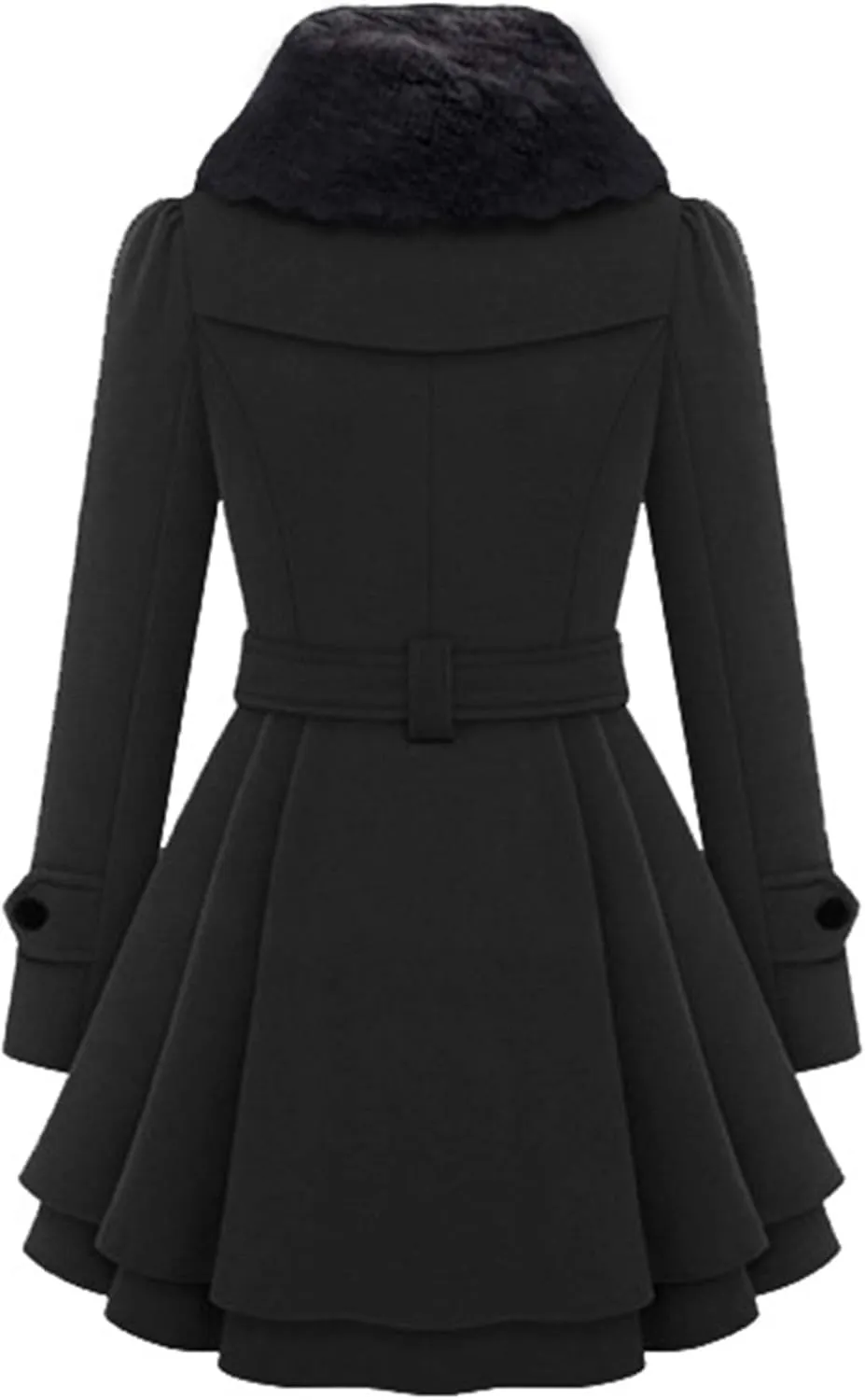 FLITAY Womens Trench Plus Size Casual Pea coat with Belt Hooded Checkered Double Breasted Coat