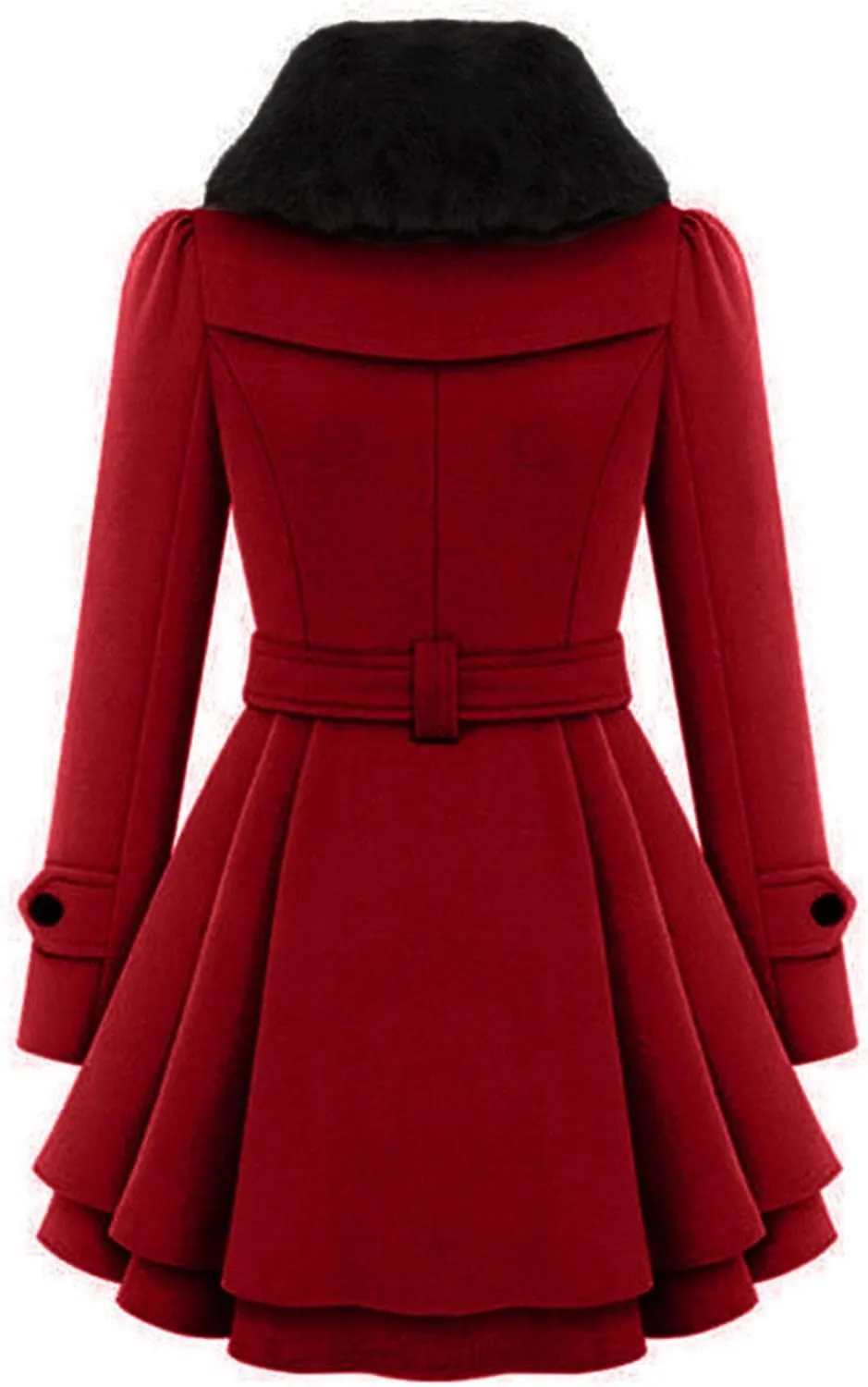 FLITAY Womens Trench Plus Size Casual Pea coat with Belt Hooded Checkered Double Breasted Coat