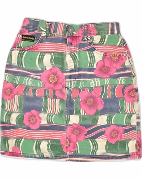 Formal Outfit JOHNNY LAMBS Girls Denim Skirt 15-16 Years W28 Multicoloured Floral Cotton