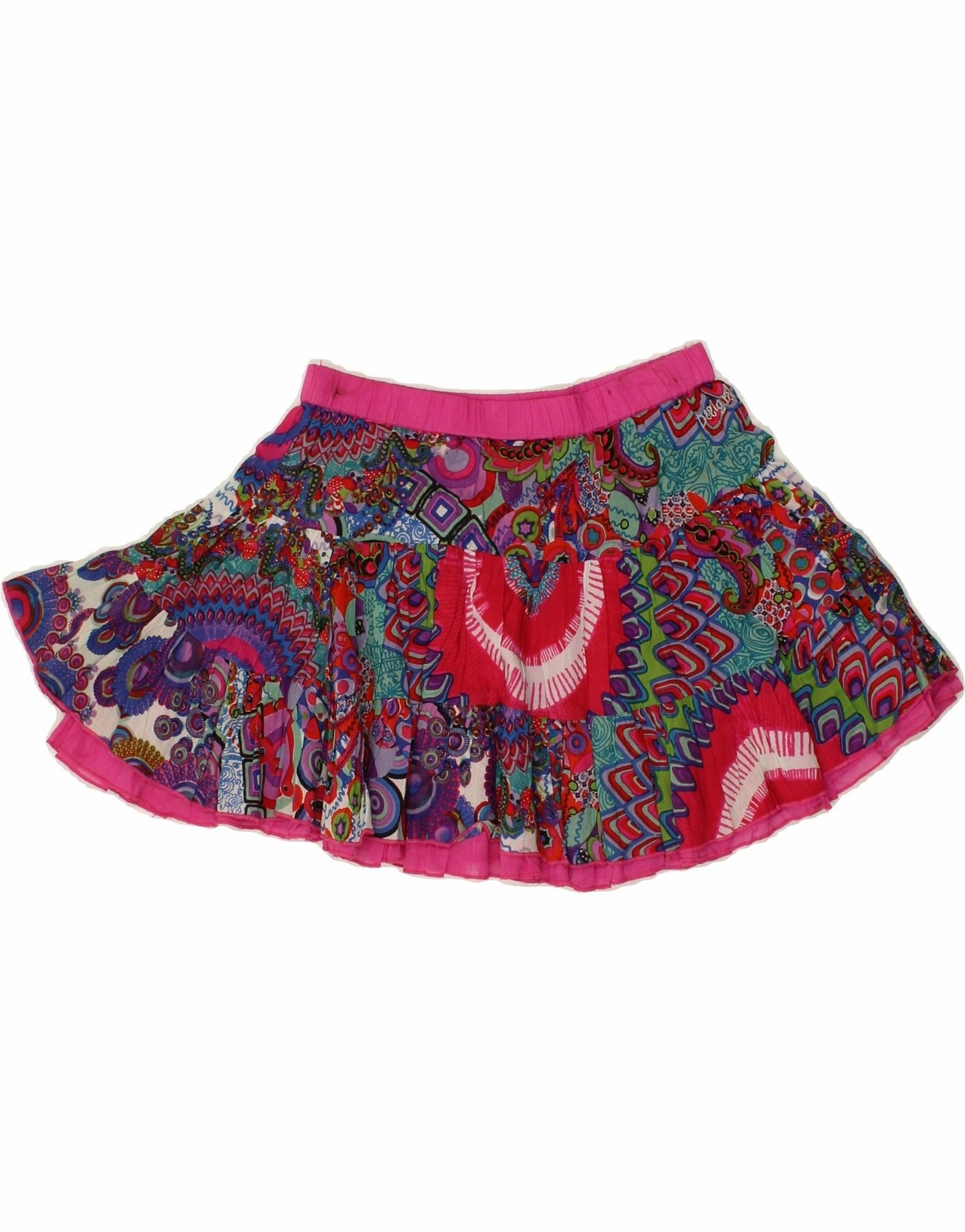 DESIGUAL Girls Graphic A-Line Skirt 9-10 Years W24 Multicoloured Cotton Casual and Smart