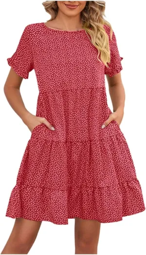 Floral Dress for Women 2025 Spring Summer Dresses for Wedding Guest Over 50 Aline Hawaiian Dress