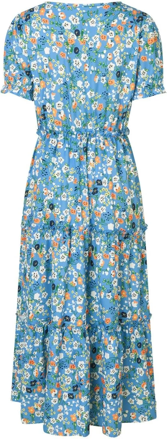 Floral Dress for Women Ruffle Spring Dresses 2025 Summer for Wedding Guest Over 50 Aline Hawaiian Dress Resort Wear