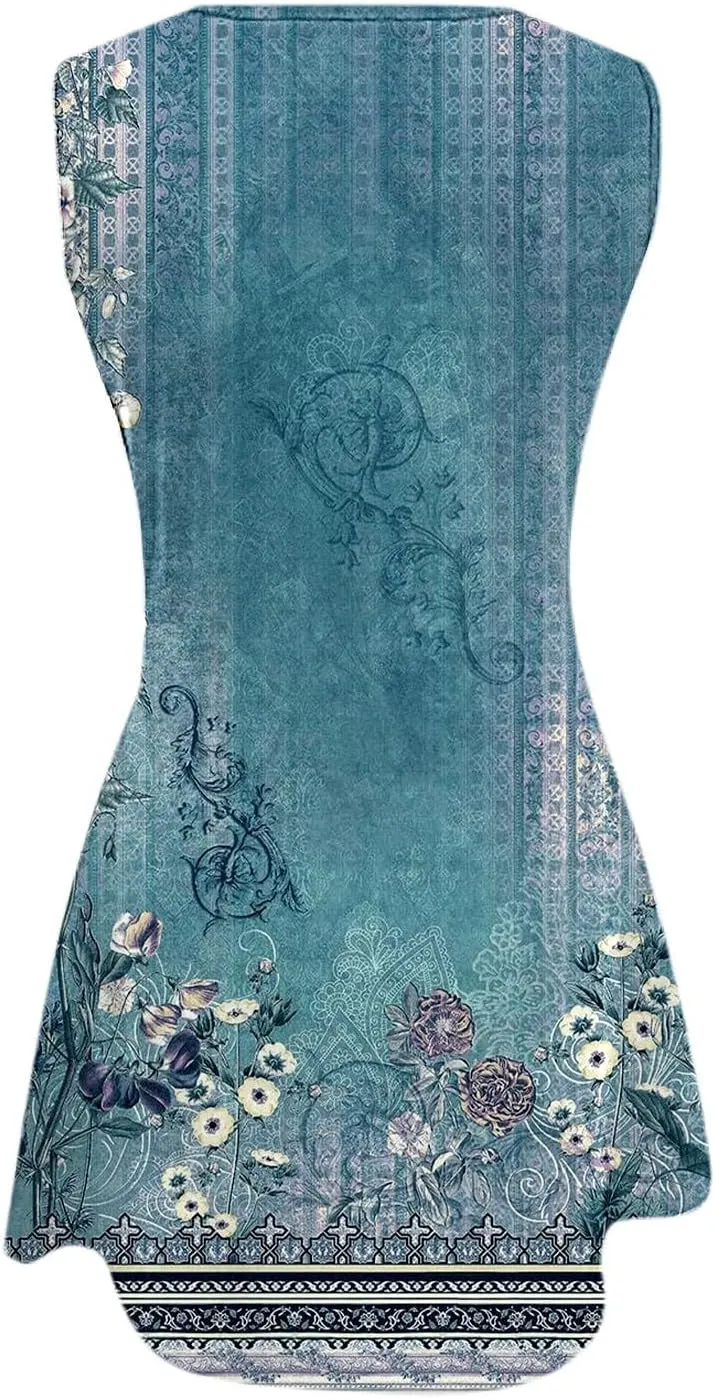Floral Dresses for Women Womens with Pockets Summer Casual Tank Dress Sleeveless Midi Beach Dress Plus Size Dresses