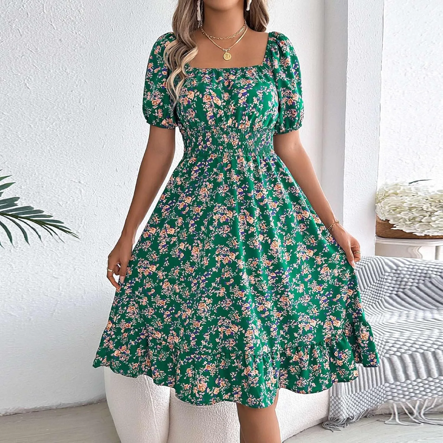 Floral Ruffle Dress Guest Wedding Dresses Spring Dresses for Women 2025 Summer Aline Hawaiian Dress Resort Wear