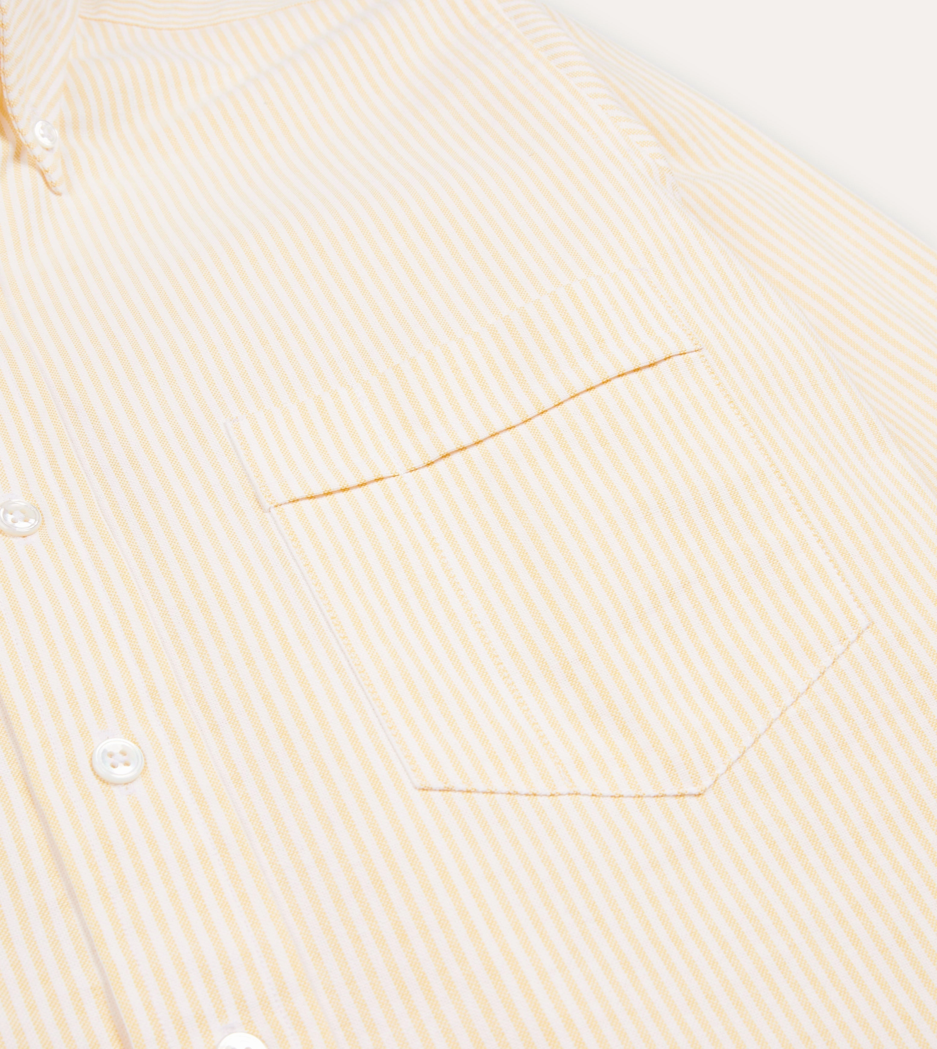 Layered Look Fashion Forward Yellow Ticking Stripe Cotton Oxford Cloth Button-Down Shirt