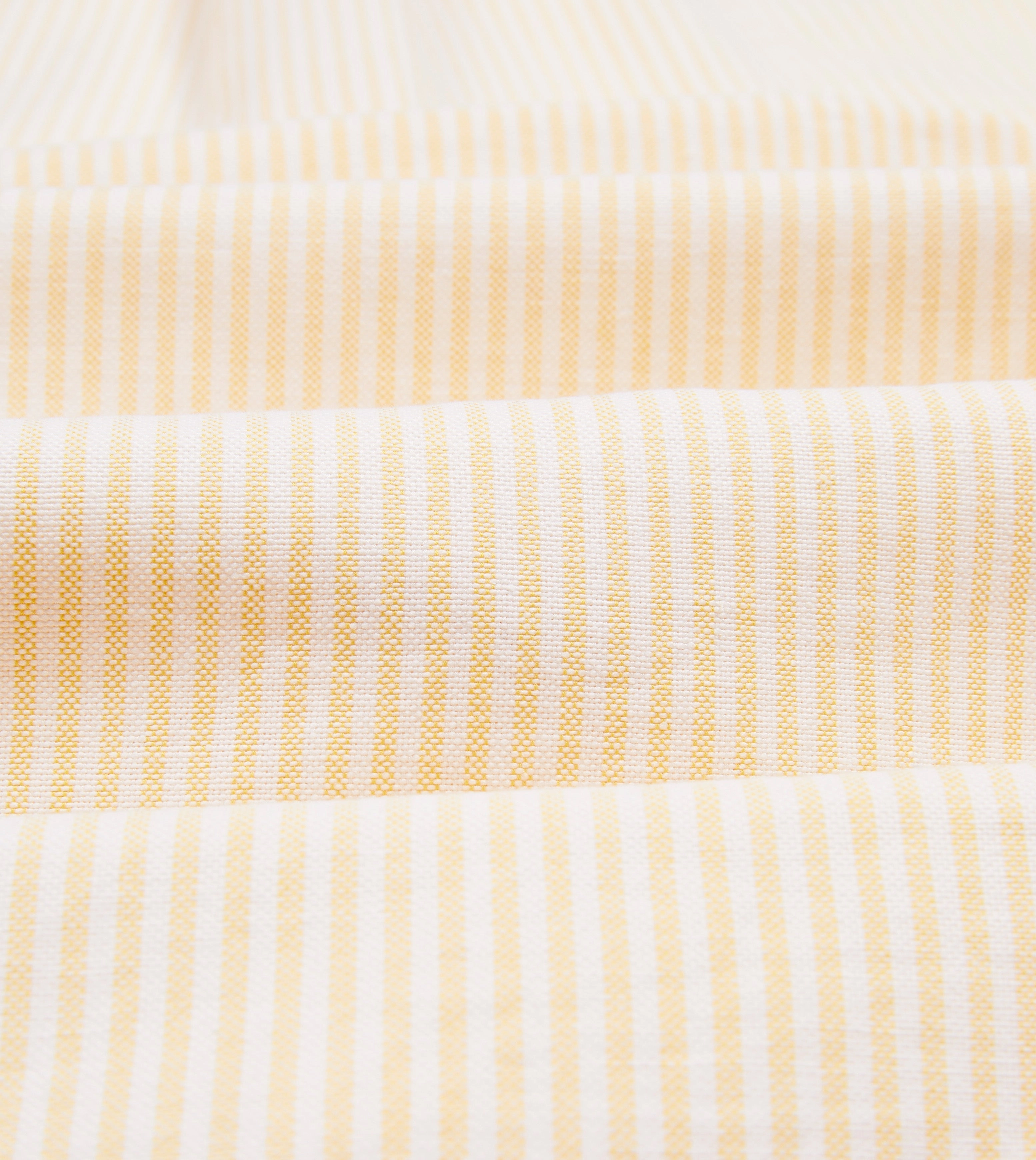 Waffle Weave Beach Ready Yellow Ticking Stripe Cotton Oxford Cloth Button-Down Shirt