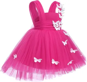 Flower Girl Dress Baby Girl Butterfly Tutu Dress Infant Toddler Sleeveless Tulle Birthday Dress Pageant Party Dresses