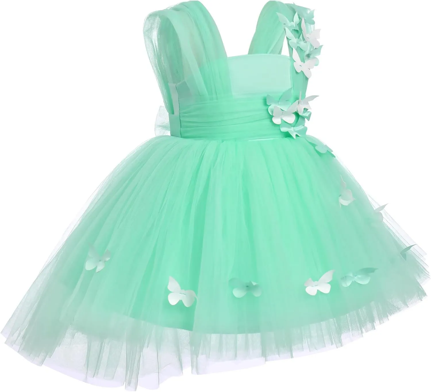 Flower Girl Dress Baby Girl Butterfly Tutu Dress Infant Toddler Sleeveless Tulle Birthday Dress Pageant Party Dresses