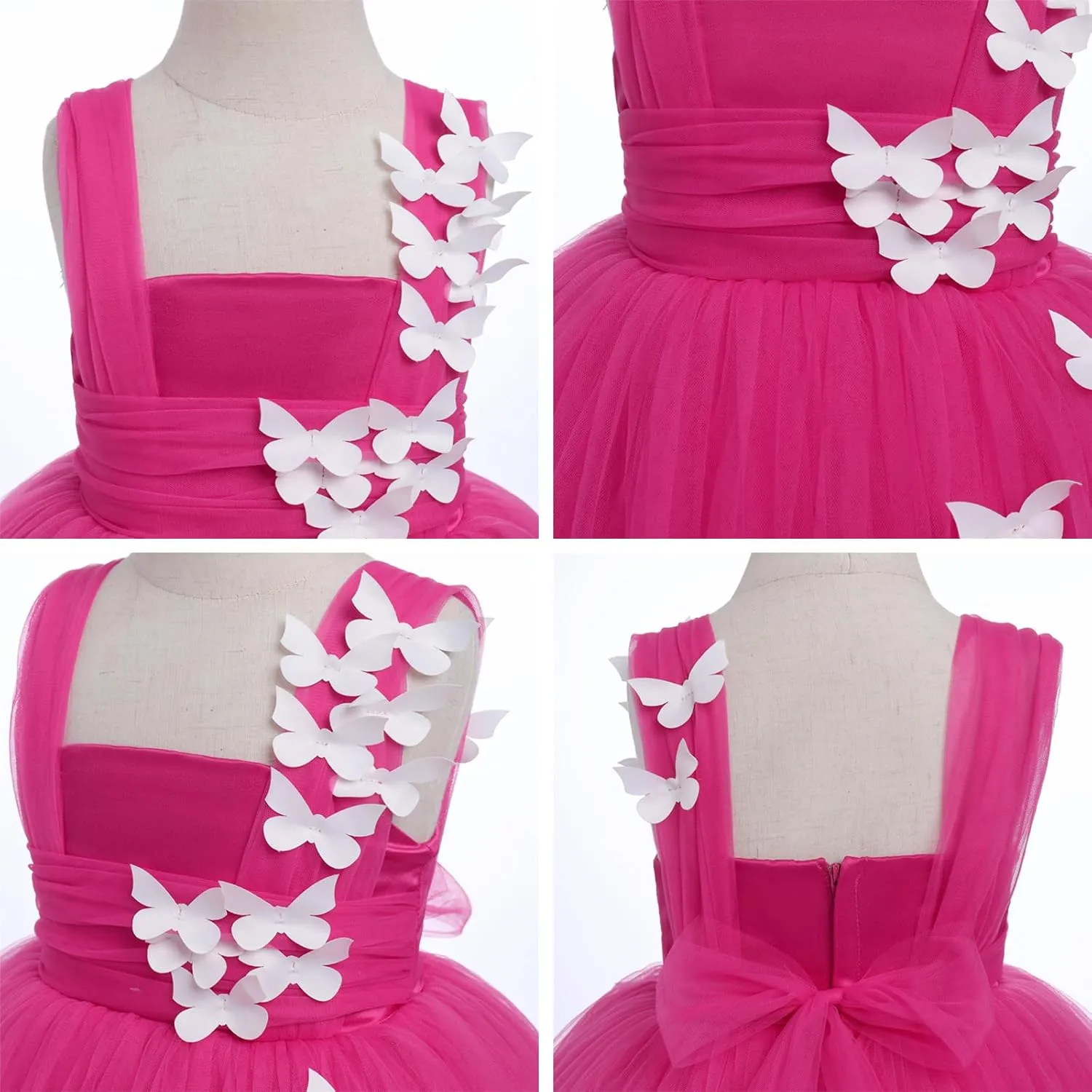 Flower Girl Dress Baby Girl Butterfly Tutu Dress Infant Toddler Sleeveless Tulle Birthday Dress Pageant Party Dresses