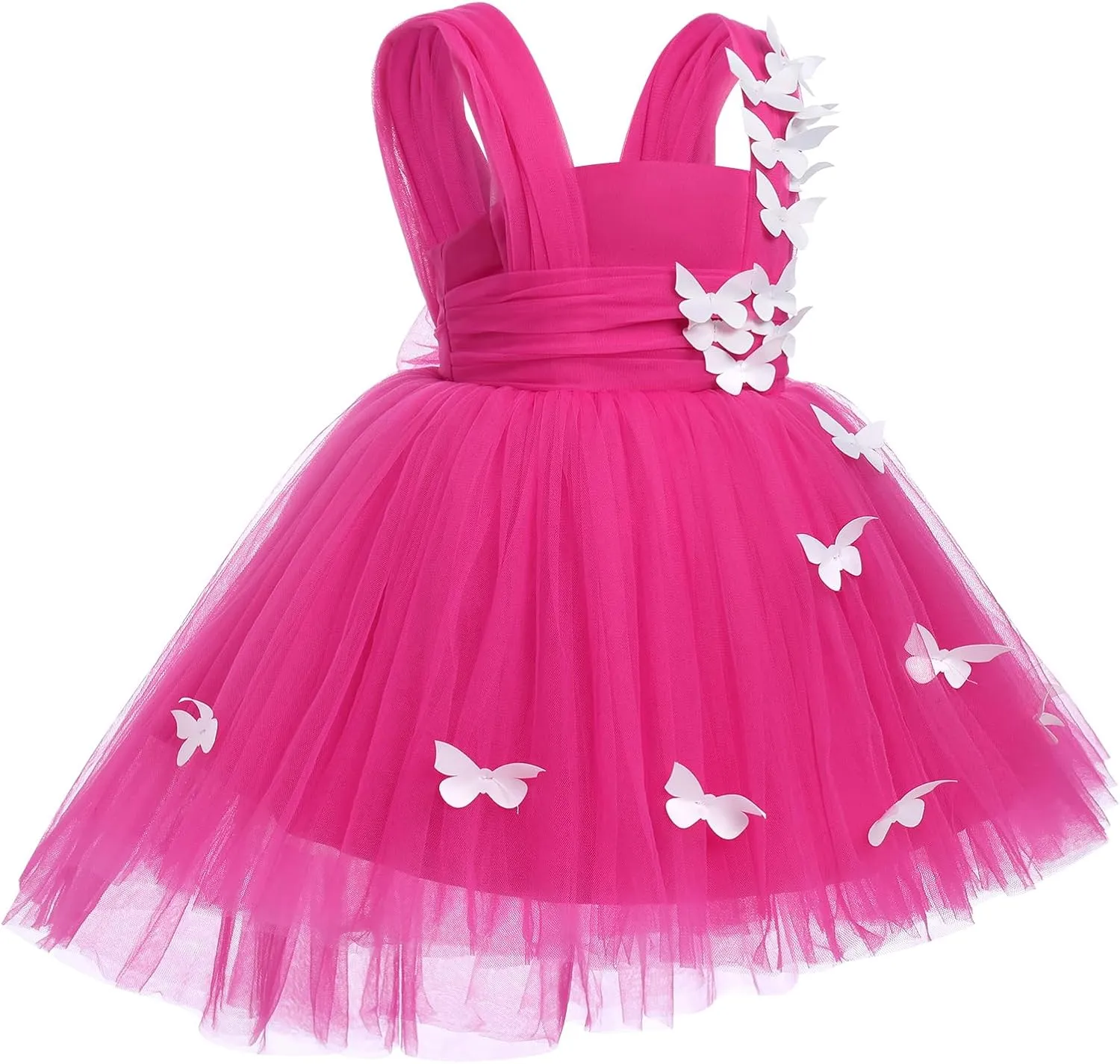 Flower Girl Dress Baby Girl Butterfly Tutu Dress Infant Toddler Sleeveless Tulle Birthday Dress Pageant Party Dresses