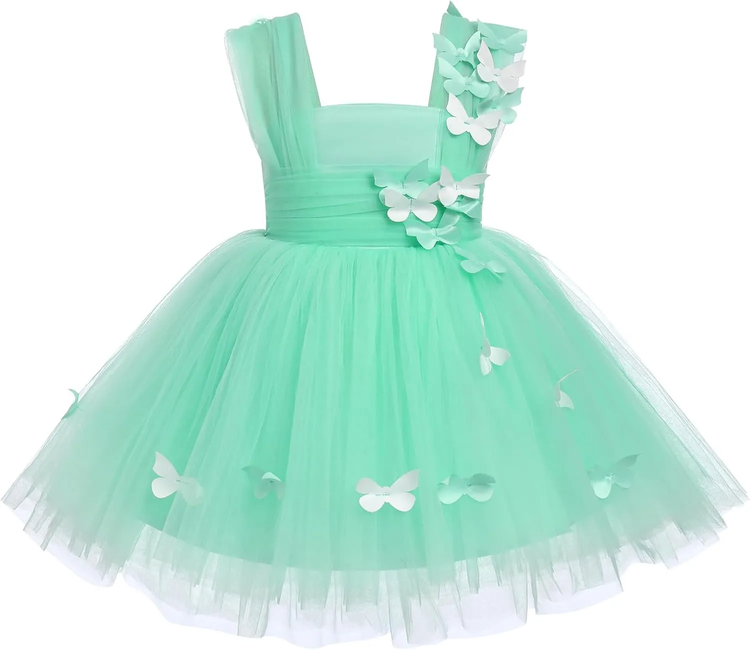 Flower Girl Dress Baby Girl Butterfly Tutu Dress Infant Toddler Sleeveless Tulle Birthday Dress Pageant Party Dresses