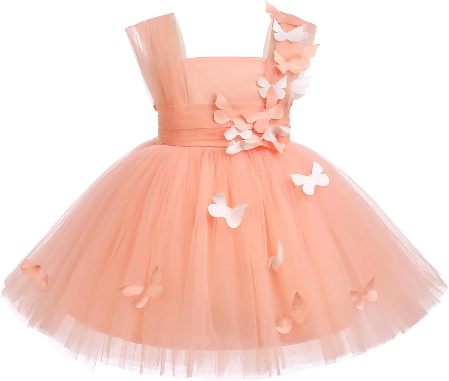 Flower Girl Dress Baby Girl Butterfly Tutu Dress Infant Toddler Sleeveless Tulle Birthday Dress Pageant Party Dresses