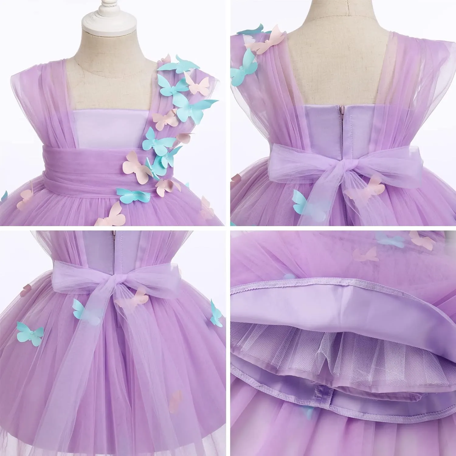 Flower Girl Dress Baby Girl Butterfly Tutu Dress Infant Toddler Sleeveless Tulle Birthday Dress Pageant Party Dresses