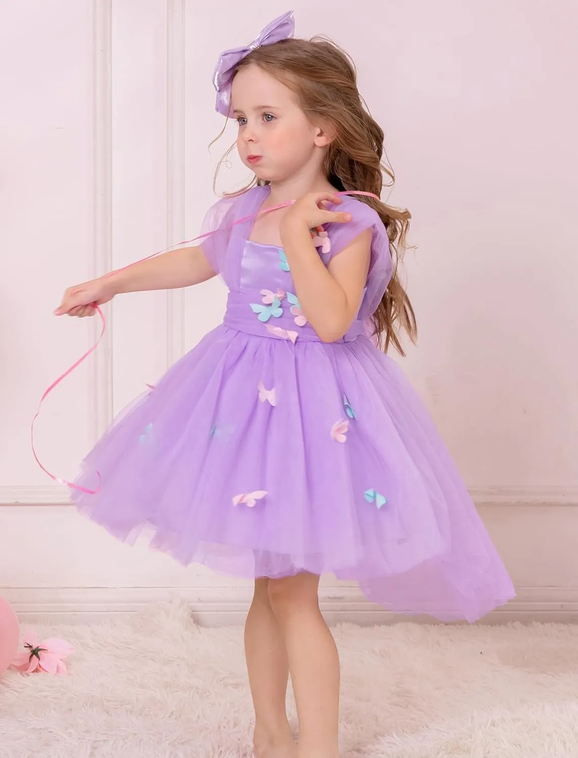 Flower Girl Dress Baby Girl Butterfly Tutu Dress Infant Toddler Sleeveless Tulle Birthday Dress Pageant Party Dresses