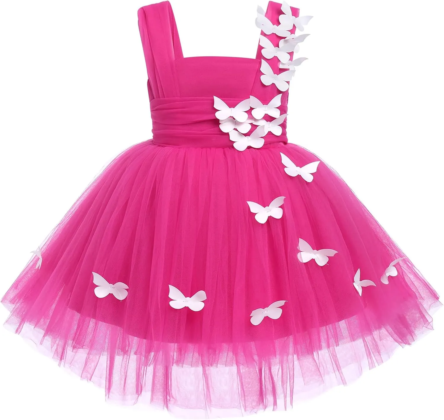 Flower Girl Dress Baby Girl Butterfly Tutu Dress Infant Toddler Sleeveless Tulle Birthday Dress Pageant Party Dresses