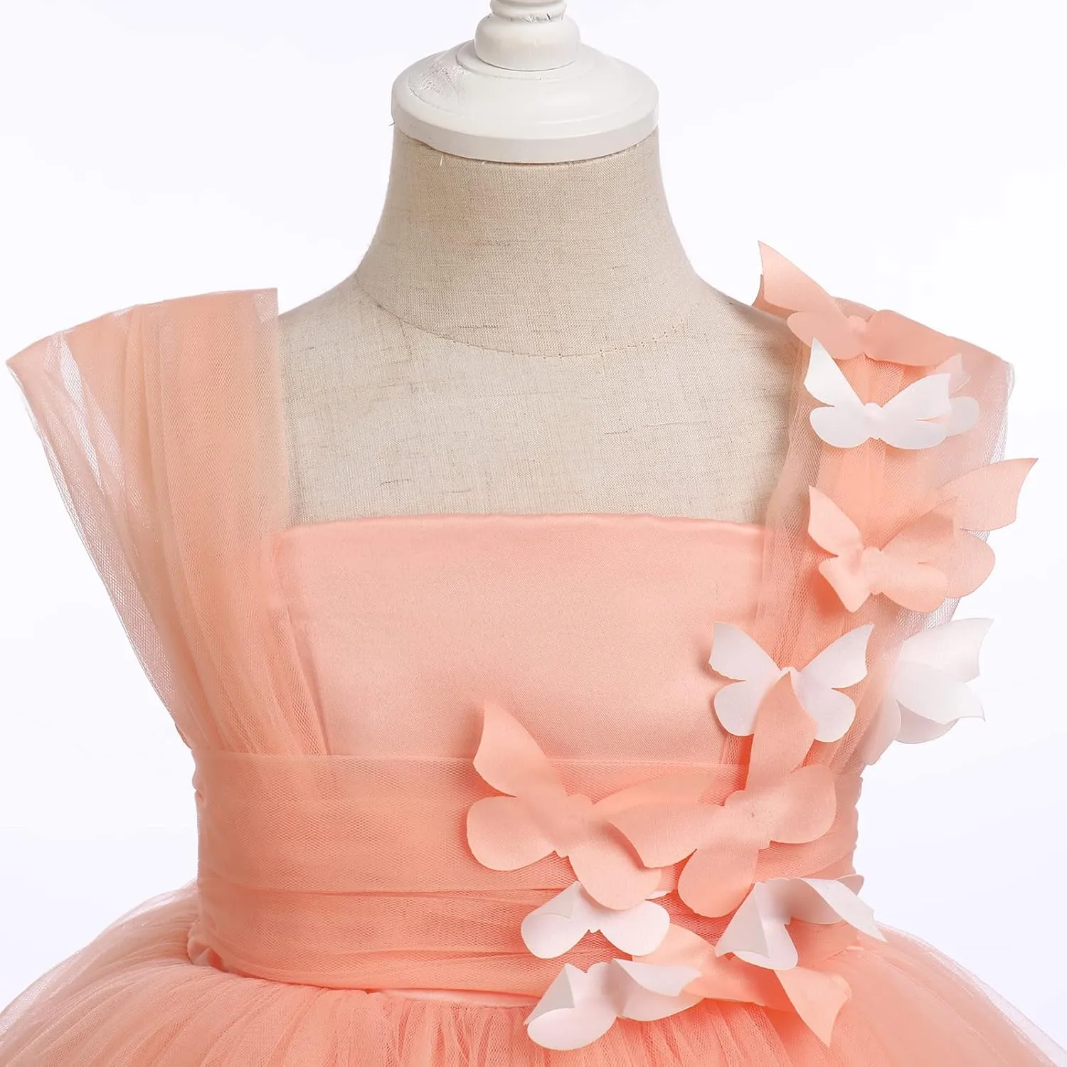 Flower Girl Dress Baby Girl Butterfly Tutu Dress Infant Toddler Sleeveless Tulle Birthday Dress Pageant Party Dresses