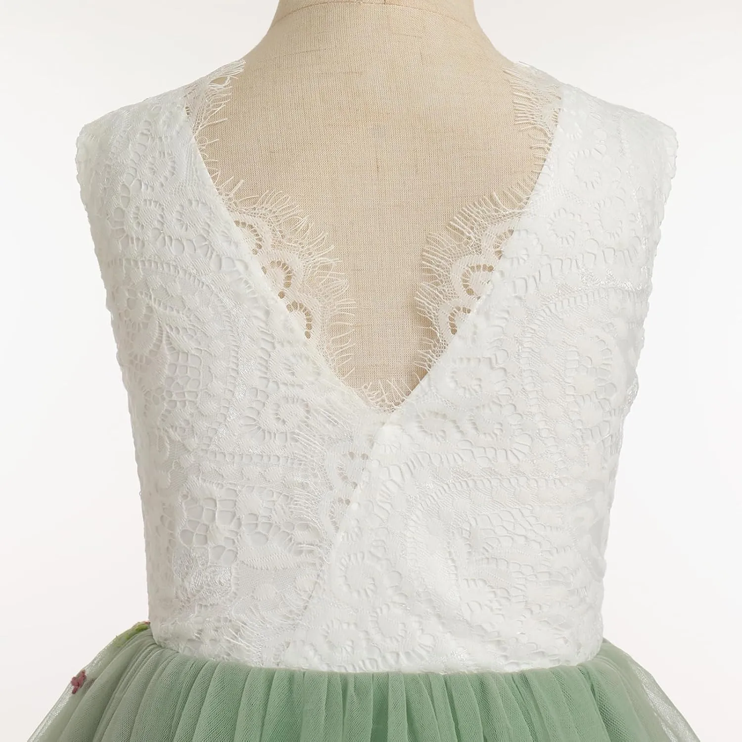 Flower Girl Dress Princess Sleeveless Floral Embroidered Kids Summer Wedding Pageant Birthday Tutu Tulle Dress