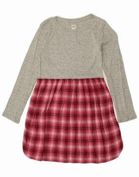 Waist Seam Pure Aesthetic GAP Girls Regular Long Sleeve Basic Dress 9-10 Years Large  Grey