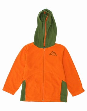 KAPPA Boys Hooded Fleece Jacket 7-8 Years Medium Orange Colourblock Reveal