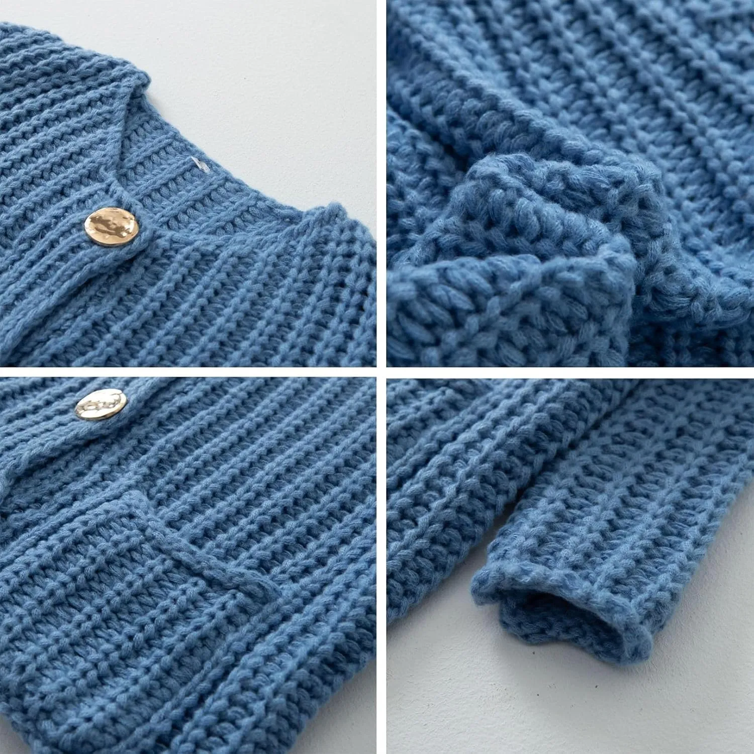 Flygo Cropped Cardigan Sweaters for Women Long Sleeve Cable Knit Cardigan Open Front Chunky Cardigan Sweaters with Pockets
